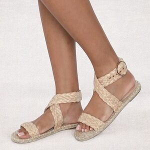 Lulus Utella Braided Espadrille Sandals | Ankle Strap Flats Size 7
